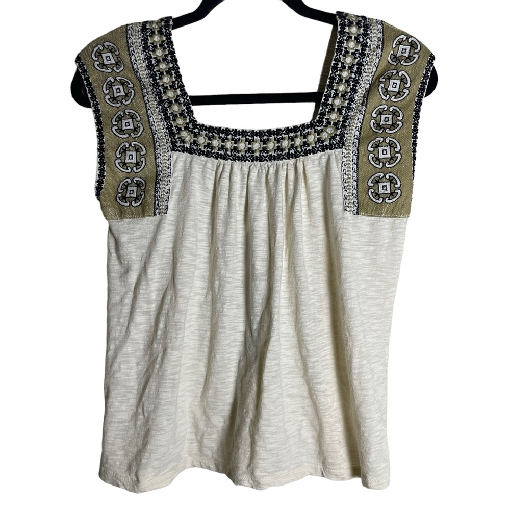 Lucky Brand Cream and Black Embroidered Top - Picture 3 of 5